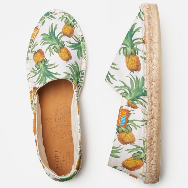 Yellow Orange Green Pineapple Pattern Espadrilles (Side)