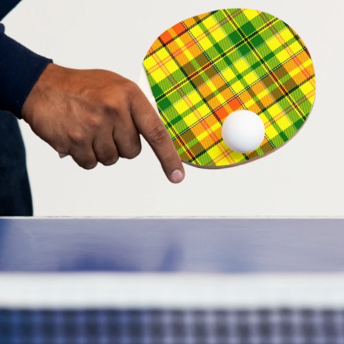 Yellow Orange Green Plaid Tartan Design Ping Pong Paddle