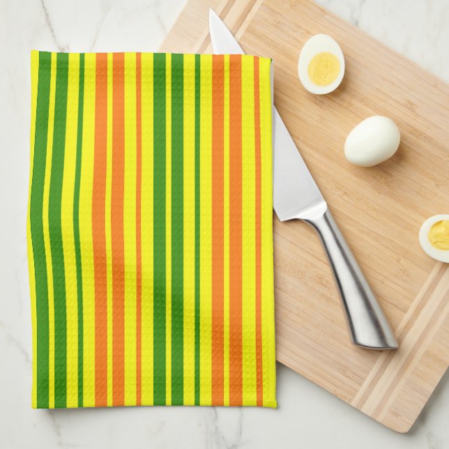 Yellow Orange Green Vertical Stripes Design   Kitchen Towel (Quarter Fold)