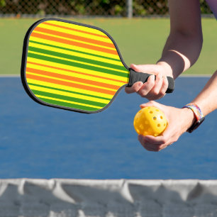 Yellow Orange Green Vertical Stripes Design Pickleball Paddle