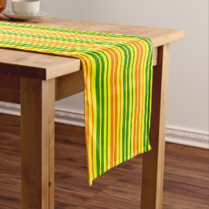 Yellow Orange Green Vertical Stripes Design Short Table Runner