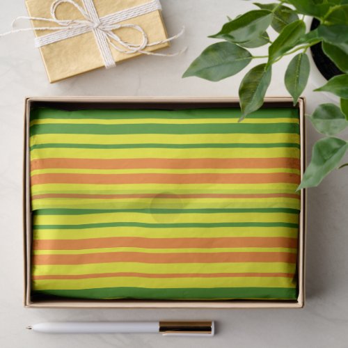 Yellow Orange Green Vertical Stripes Design Tissue Paper