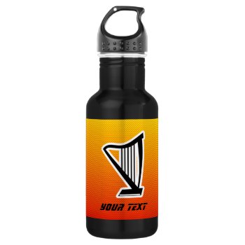 Yellow Orange Harp Stainless Steel Water Bottle by MusicPlanet at Zazzle