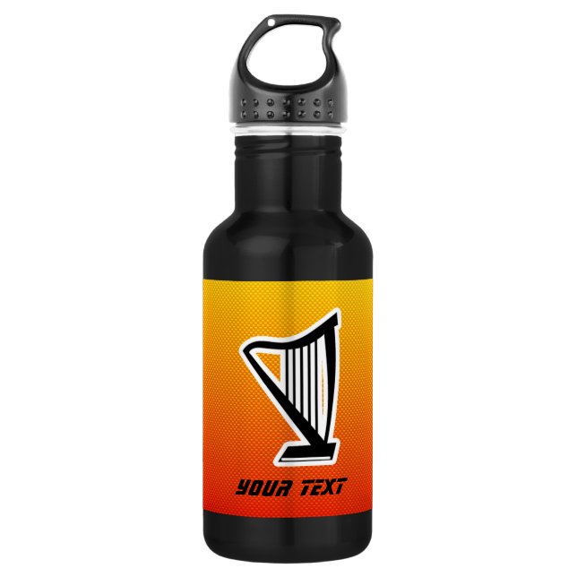 Yellow Orange Harp Stainless Steel Water Bottle (Front)