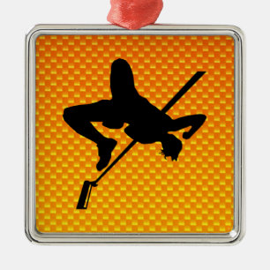 Yellow Orange High Jump Metal Ornament