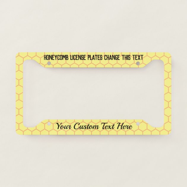 Yellow Orange Honeycomb Apiarist Lady License Plate Frame