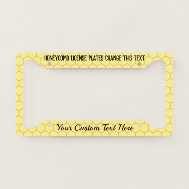 Yellow Orange Honeycomb Apiarist Lady License Plate Frame (Front)