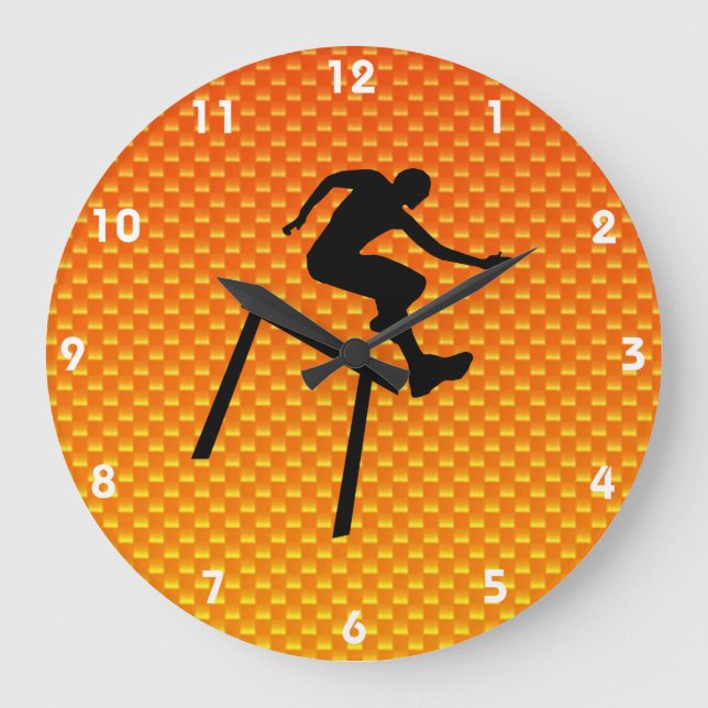 Yellow Orange Hurdler Large Clock (Front)