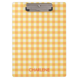Yellow Orange Ish Preppy Gingham Plaid Clipboard