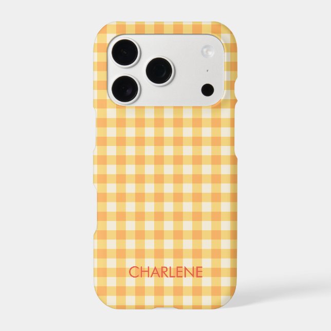 Yellow Orange Ish Preppy Gingham Plaid Iphone Case (Back)