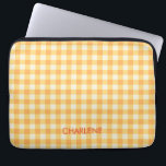 Yellow Orange Ish Preppy Gingham Plaid Laptop Sleeve<br><div class="desc">Modern and trendy gingham plaid pattern in summer favorite yellow and peach orange color.</div>