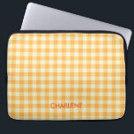 Yellow Orange Ish Preppy Gingham Plaid Laptop Sleeve<br><div class="desc">Modern and trendy gingham plaid pattern in summer favorite yellow and peach orange color.</div>