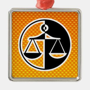 Yellow Orange Justice Scales Metal Ornament