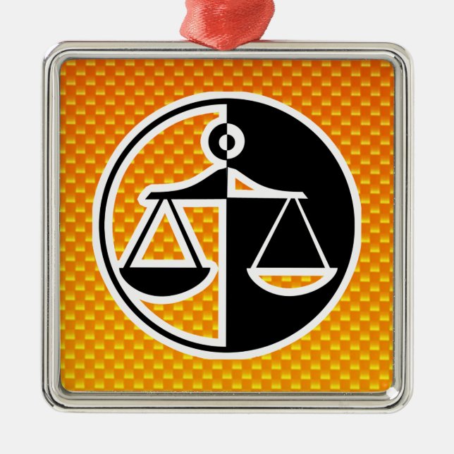 Yellow Orange Justice Scales Metal Ornament (Front)
