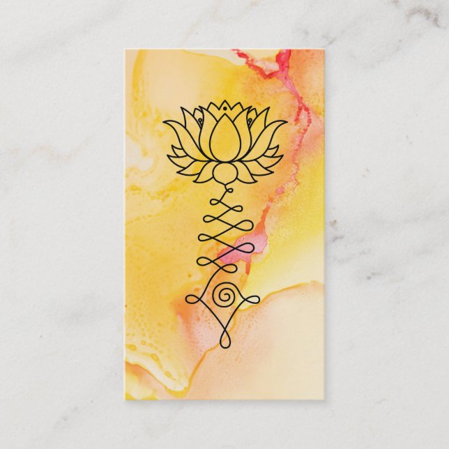 *~* Yellow Orange Lotus Yoga Reiki Healing Massage Business Card (Front)