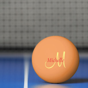 Yellow Orange Monogram Initial Modern Template Ping Pong Ball