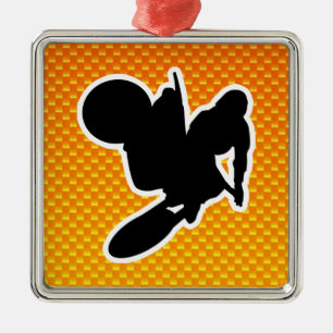 Yellow Orange Motocross Whip Metal Ornament