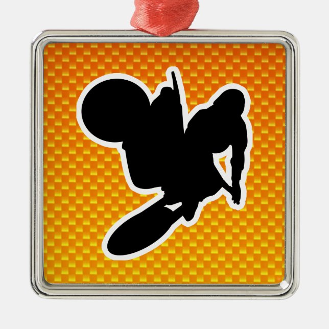 Yellow Orange Motocross Whip Metal Ornament (Front)