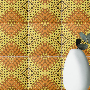 Yellow & Orange Ochre Mosaic Geometric Pattern Ceramic Tile