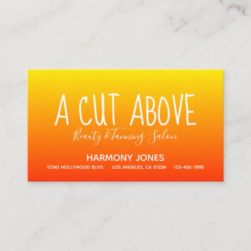 Yellow Orange Ombre Beauty Salon Appointment Card