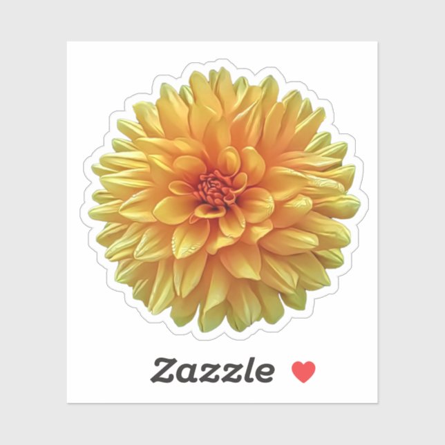 Yellow Orange Ombre Dinner Plate Dahlia Flower Sticker (Sheet)