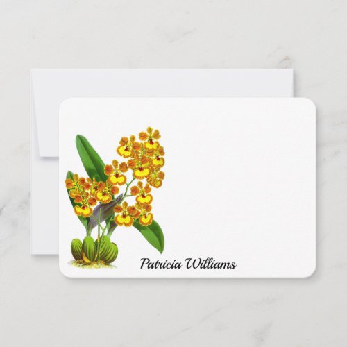Yellow Orange Orchid Flower Personalized Note Card