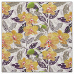 Yellow orange orchids. fabric