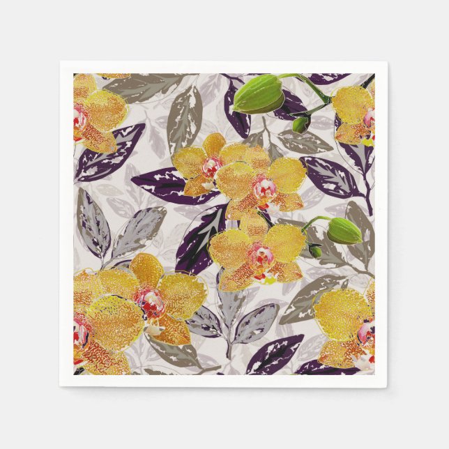 Yellow orange orchids. napkins (Front)