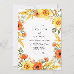 Yellow Orange Painterly Flourish Wedding Invitation