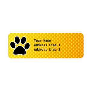 Yellow Orange Paw Print Label