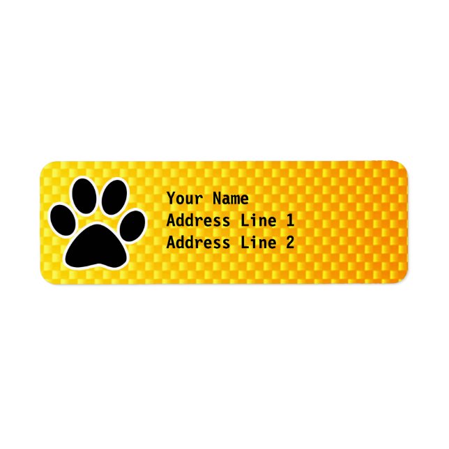 Yellow Orange Paw Print Label (Front)
