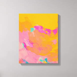Yellow Orange Pink Bright Colorful Abstract Art Canvas Print