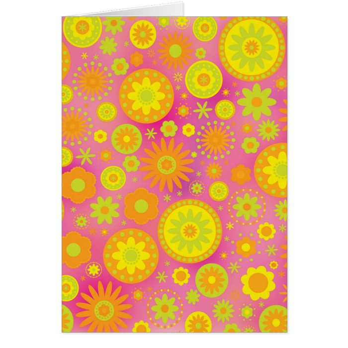 Yellow Orange & Pink Hippy Flower Pattern Cards