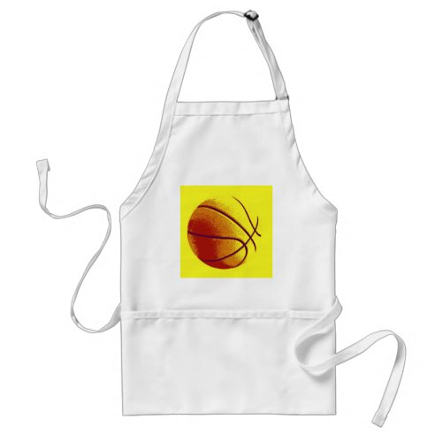 Yellow Orange Pop Art Basketball Adult Apron