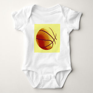 Yellow Orange Pop Art Basketball Baby Bodysuit