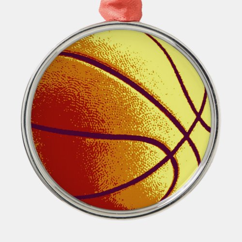 Yellow Orange Pop Art Basketball Christmas Ornamen Metal Ornament