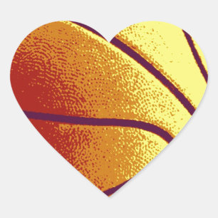 Yellow Orange Pop Art Basketball Heart Sticker