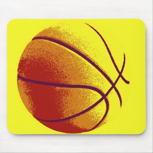 Yellow Orange Pop Art Basketball Mouse Pad