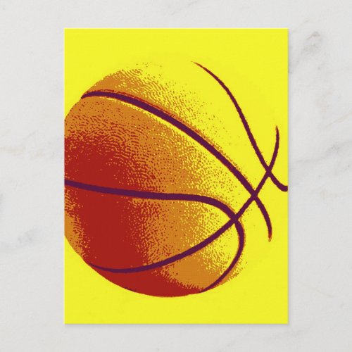 Yellow Orange Pop Art Basketball Postcard