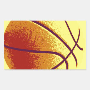 Yellow Orange Pop Art Basketball Rectangular Sticker