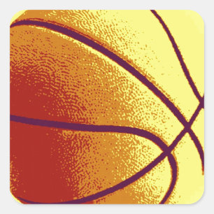 Yellow Orange Pop Art Basketball Square Sticker