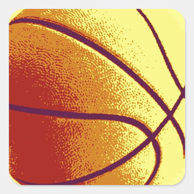 Yellow Orange Pop Art Basketball Square Sticker (Front)