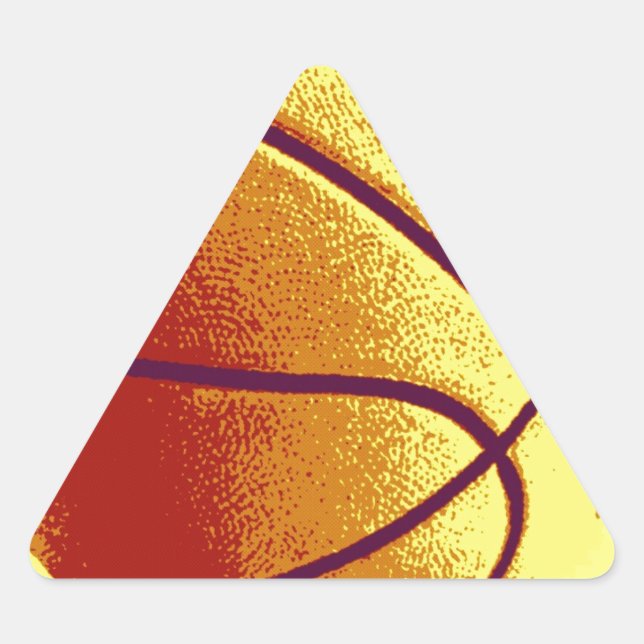 Yellow Orange Pop Art Basketball Triangle Sticker (Front)