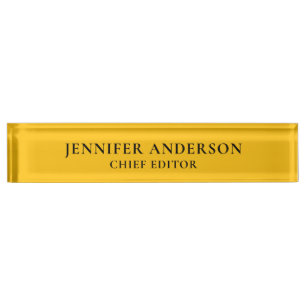 Yellow Orange Professional Modern Plain Minimalist Desk Name Plate