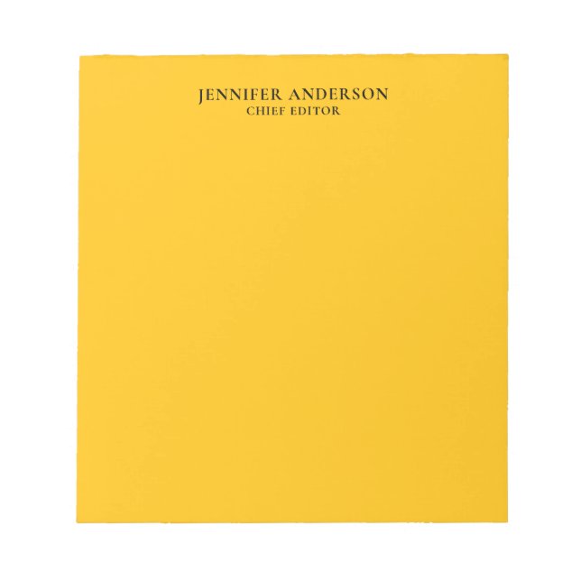Yellow Orange Professional Modern Plain Minimalist Notepad (Front)