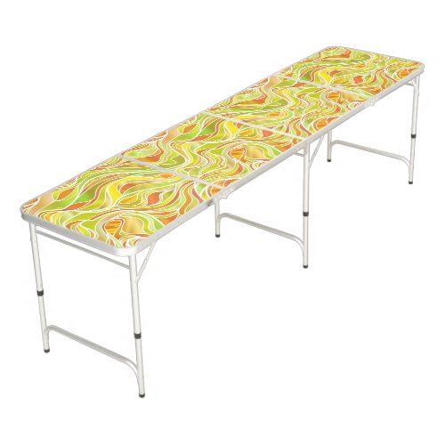 Yellow Orange Psychedelic Stained Glass Abstract Beer Pong Table