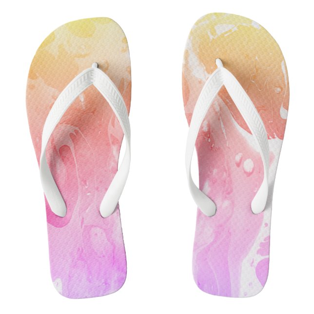Yellow Orange Purple Modern Template Womens Flip Flops (Footbed)