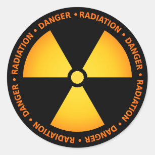 Yellow/Orange Radiation Symbol Sticker