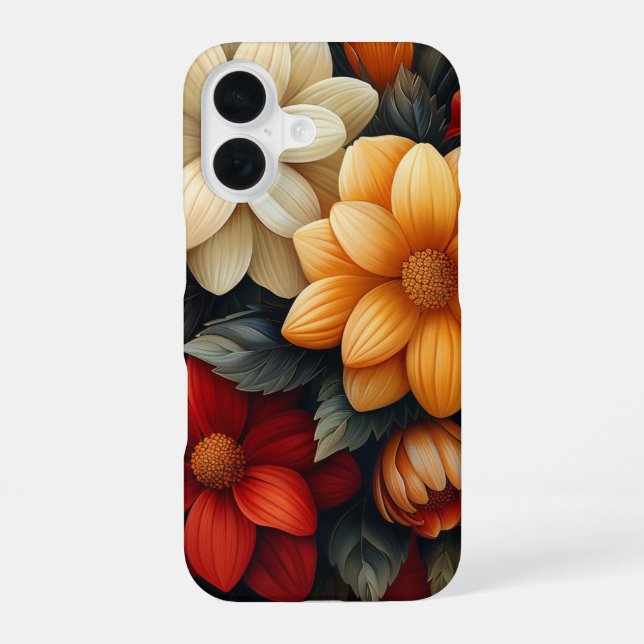 Yellow, Orange, Red Flowered iPhone Case (Back)