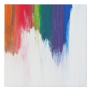 Yellow, orange, red, green, and blue abstract pain faux canvas print